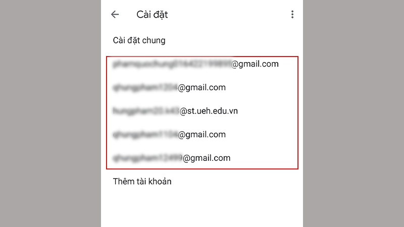 Danh sách các cài đặt chính trong Gmail trên điện thoại Android